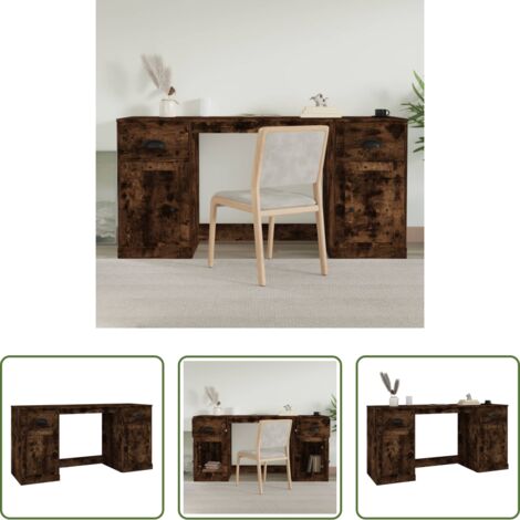 vidaXL Muebles de estudio -  Escritorio con armario contrachapada roble ahumado
