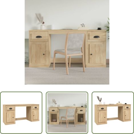 vidaXL Muebles de estudio -  Escritorio con armario contrachapada roble Sonoma