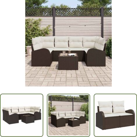 vidaXL Muebles de exterior -  Conjunto de sofá de jardín Marrón 55 x 55 x 37 cm