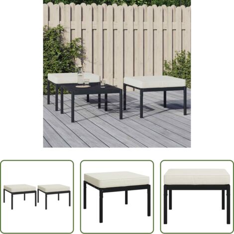vidaXL Muebles de exterior -  Reposapiés de jardín 2 uds acero cojines color arena 60x60x35cm