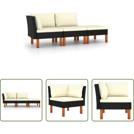vidaXL Muebles de exterior -  Set muebles de jardín 3 pzas ratán sintético madera eucalipto