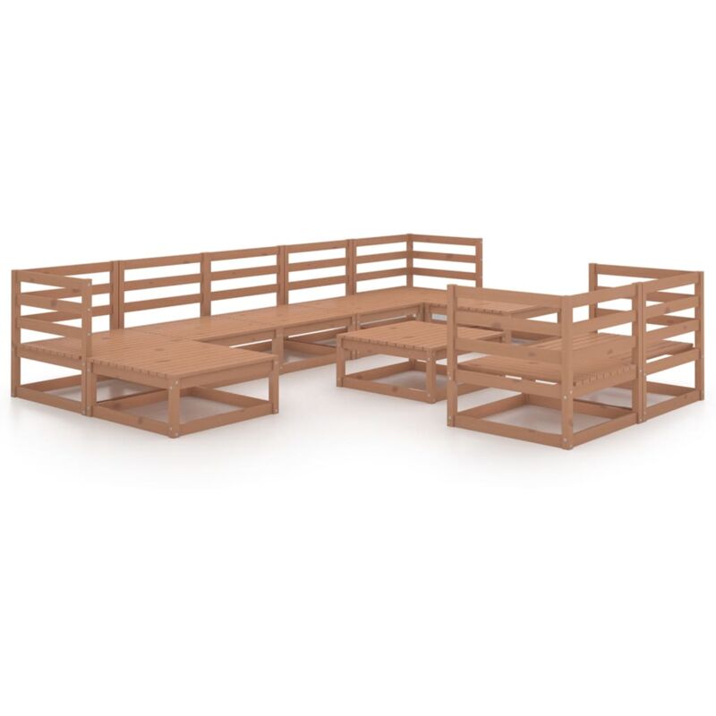 

Vidaxl - Muebles de jardín 10 pzas y cojines marrón miel madera pino - Marrón