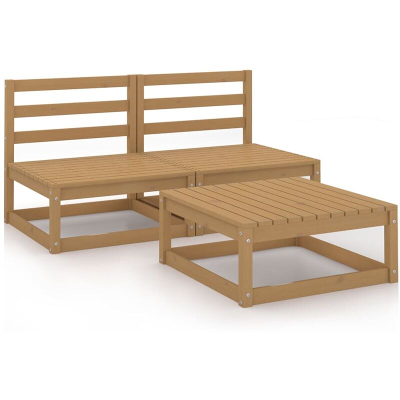 

Vidaxl - Muebles de jardín 3 piezas marrón miel madera maciza de pino - Marrón