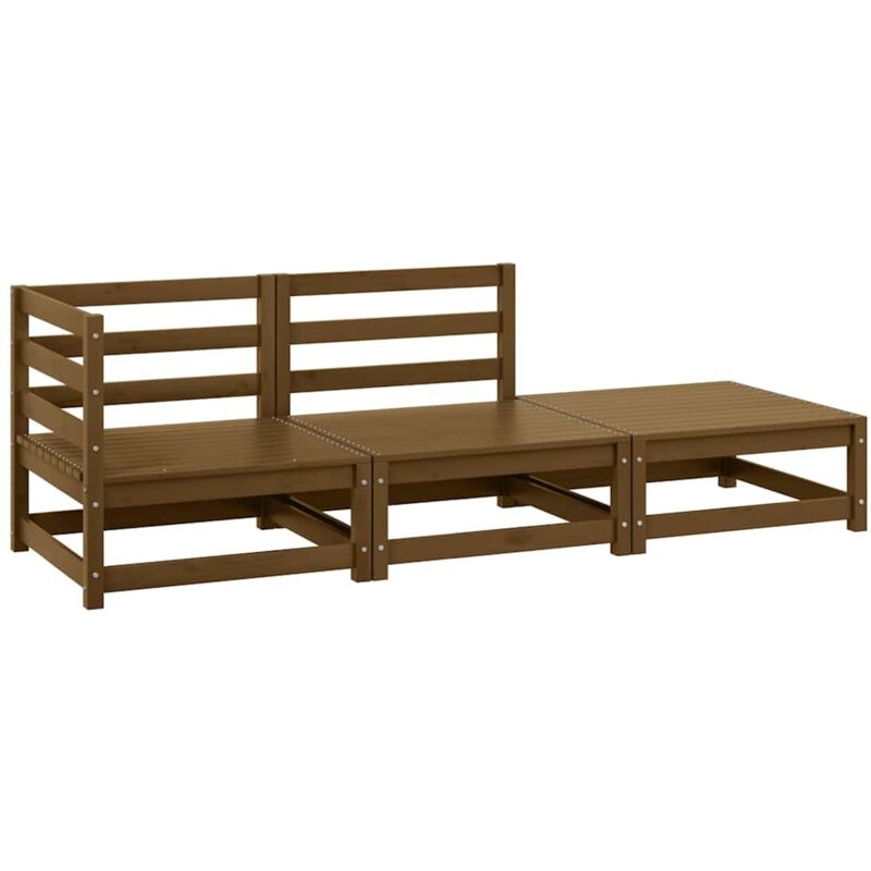 

Vidaxl - Muebles de jardín 3 piezas marrón miel madera maciza de pino - Marrón