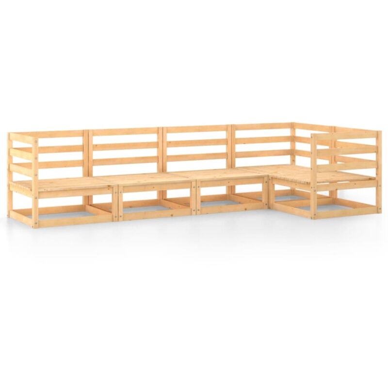 

vidaXL Muebles de jardín 5 piezas madera maciza de pino - Marrón