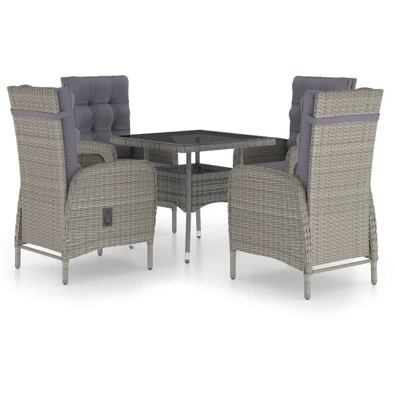 

Muebles de jardín 5 piezas ratán sintético y vidrio gris - Gris - Vidaxl
