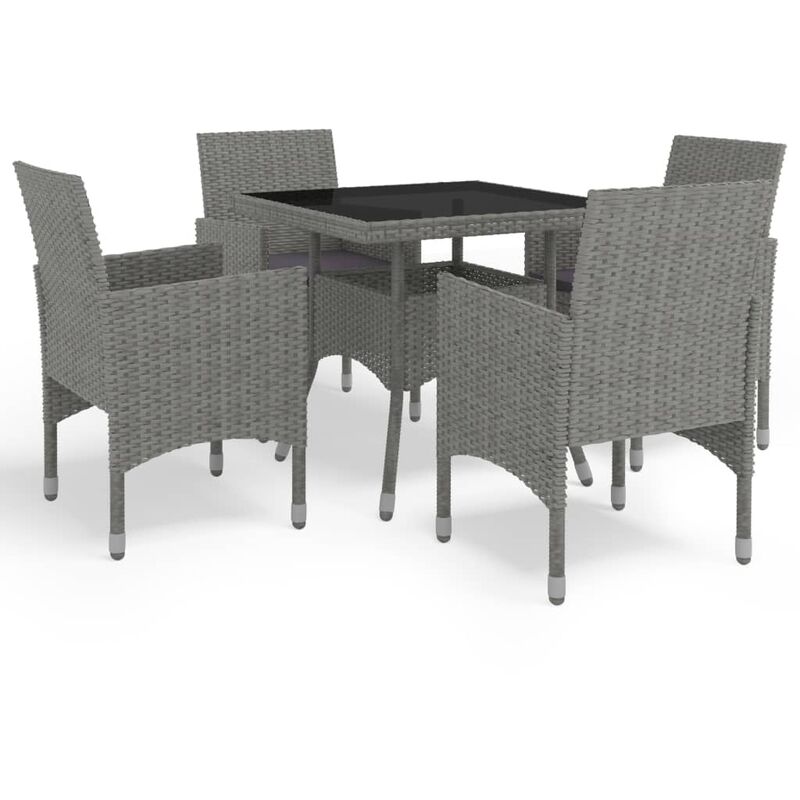 

Muebles de jardín 5 piezas ratán sintético y vidrio gris - Gris - Vidaxl