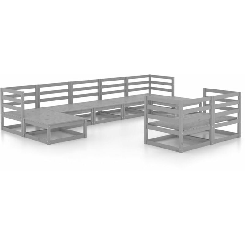 

Vidaxl - Muebles de jardín 9 piezas madera de pino maciza - Gris
