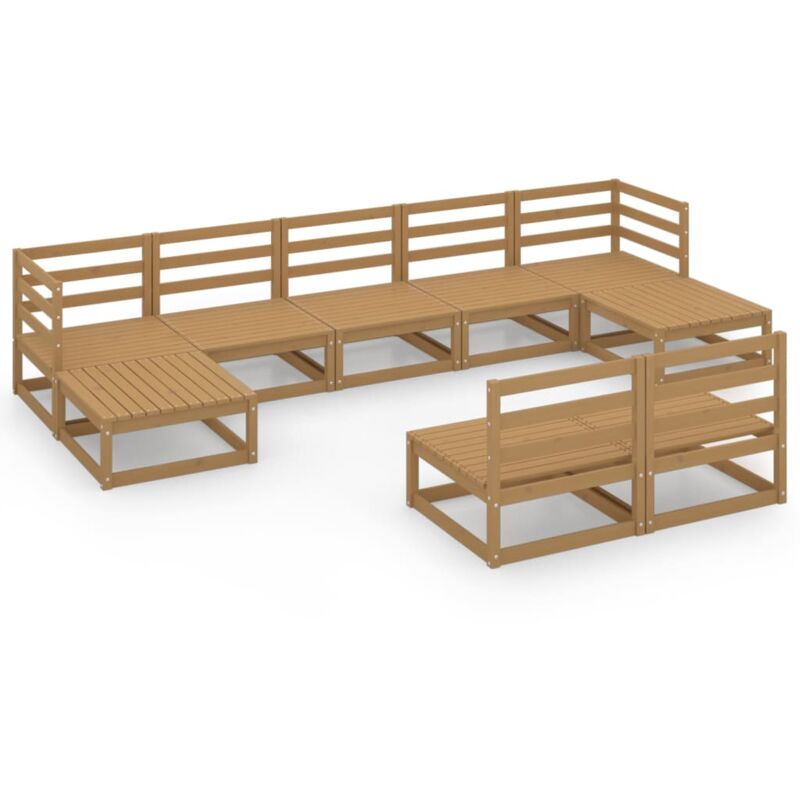 

Muebles de jardín 9 piezas madera pino - Marrón - Vidaxl