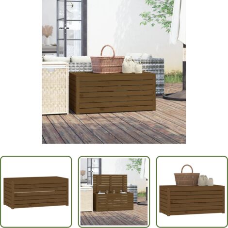 vidaXL Muebles de jardín -  Baúl de jardín madera maciza pino marrón miel 101x50,5x46,5 cm