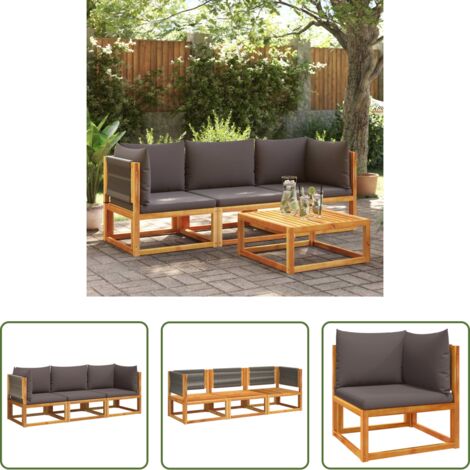 vidaXL Muebles de jardín -  Conjunto de sofá de jardín de 3 piezas con cojines de madera de acacia y cuerda