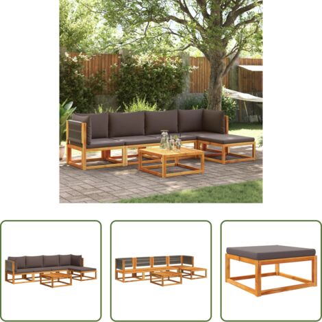 vidaXL Muebles de jardín -  Conjunto de sofá de jardín de 6 piezas con cojines de madera de acacia y cuerda