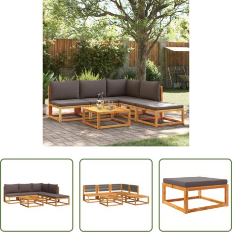 vidaXL Muebles de jardín -  Conjunto de sofá de jardín de 6 piezas con cojines de madera de acacia y cuerda