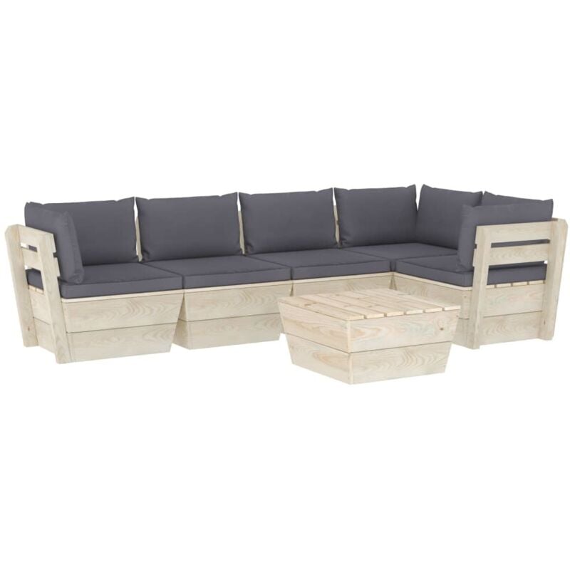 

vidaXL Muebles de jardín de palés 6 piezas y cojines madera de abeto - Antracita