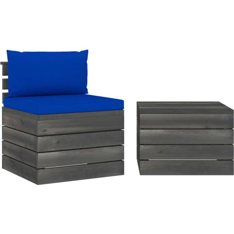 

vidaXL Muebles de jardín de palets 2 piezas cojines madera de pino - Azul