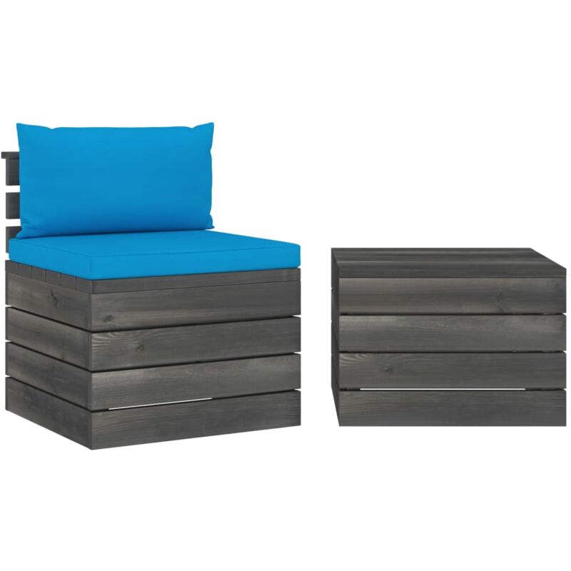 

vidaXL Muebles de jardín de palets 2 piezas cojines madera de pino - Azul