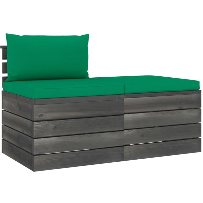

vidaXL Muebles de jardín de palets 2 piezas cojines madera maciza pino - Verde