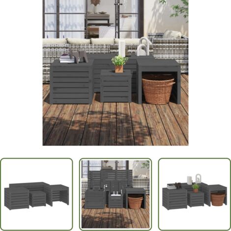 vidaXL Muebles de jardín -  Juego de cajas de jardín 4 piezas madera maciza de pino gris