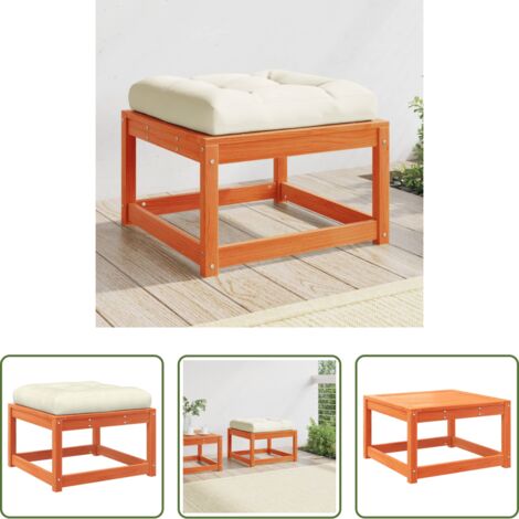 vidaXL Muebles de jardín -  Taburete de jardín con cojines madera maciza pino marrón cera