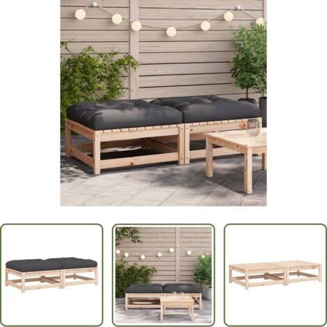 vidaXL Muebles de jardín -  Taburetes de jardín con cojines 2 uds madera maciza de pino