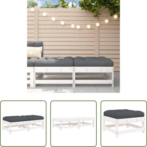 vidaXL Muebles de jardín -  Taburetes de jardín con cojines 2 uds madera maciza pino blanco