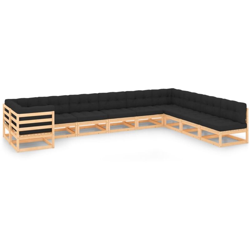 

Muebles de jardín 10 piezas cojines gris antracita madera pino - Marrón - Vidaxl