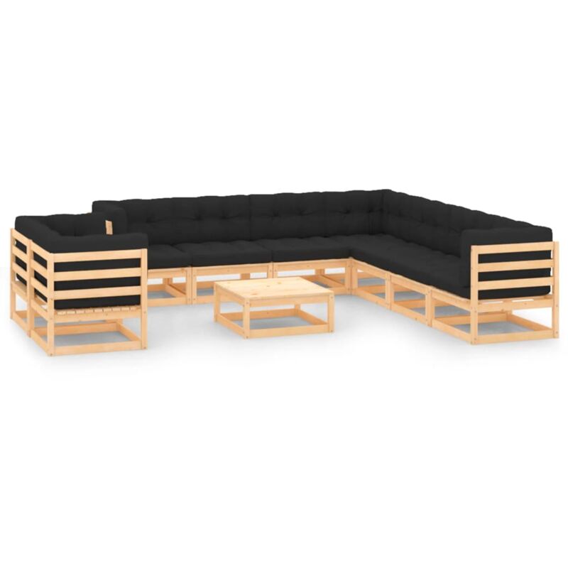 

Muebles de jardín 10 piezas cojines gris antracita madera pino - Marrón - Vidaxl