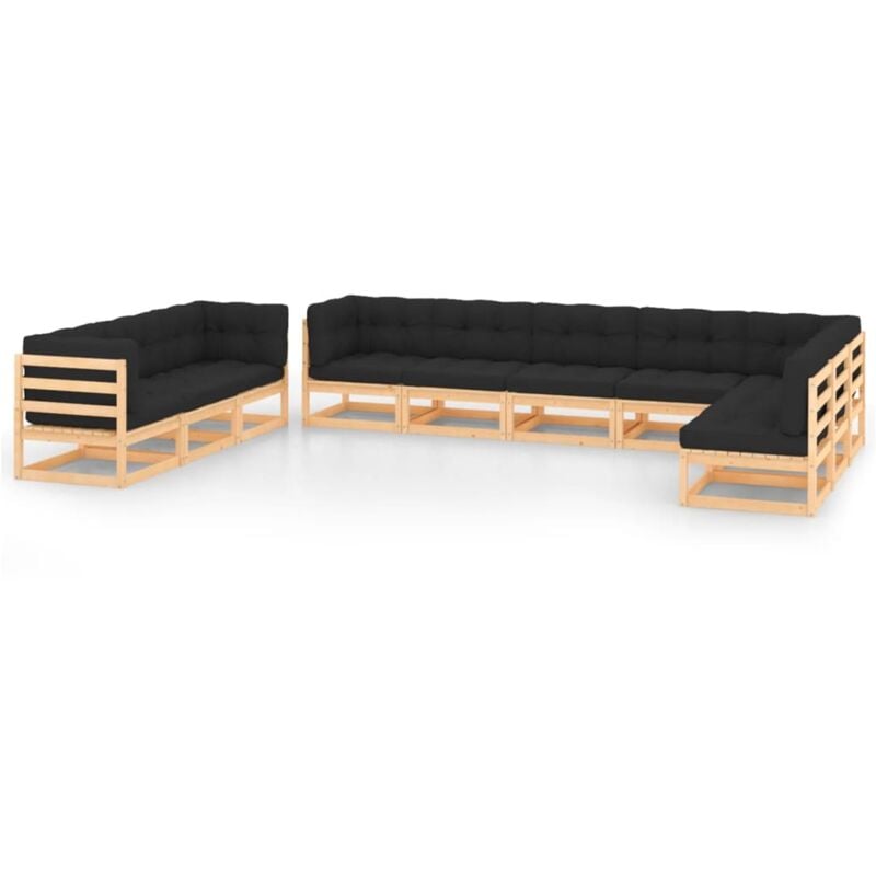

Muebles de jardín 10 piezas con cojines antracita madera pino - Marrón - Vidaxl