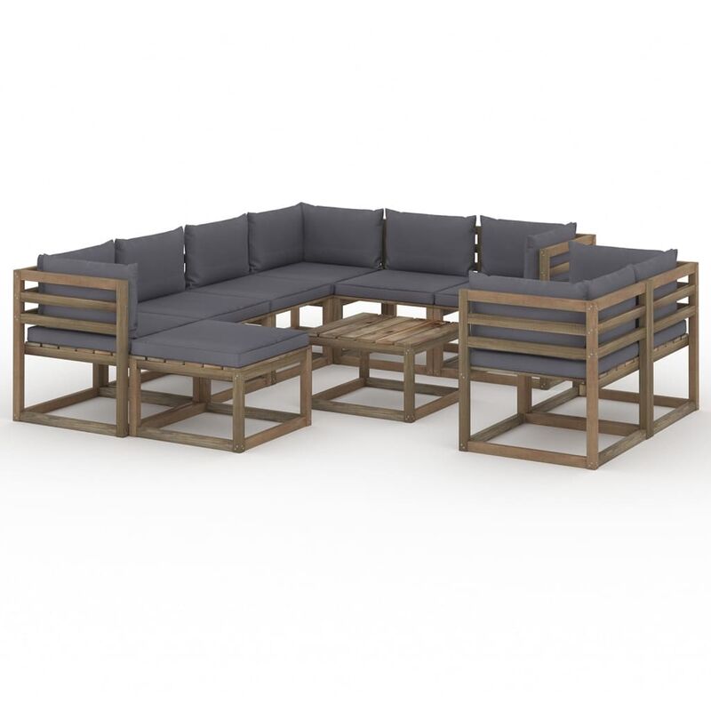 

Muebles de jardín 10 piezas con cojines gris antracita - Marrón - Vidaxl