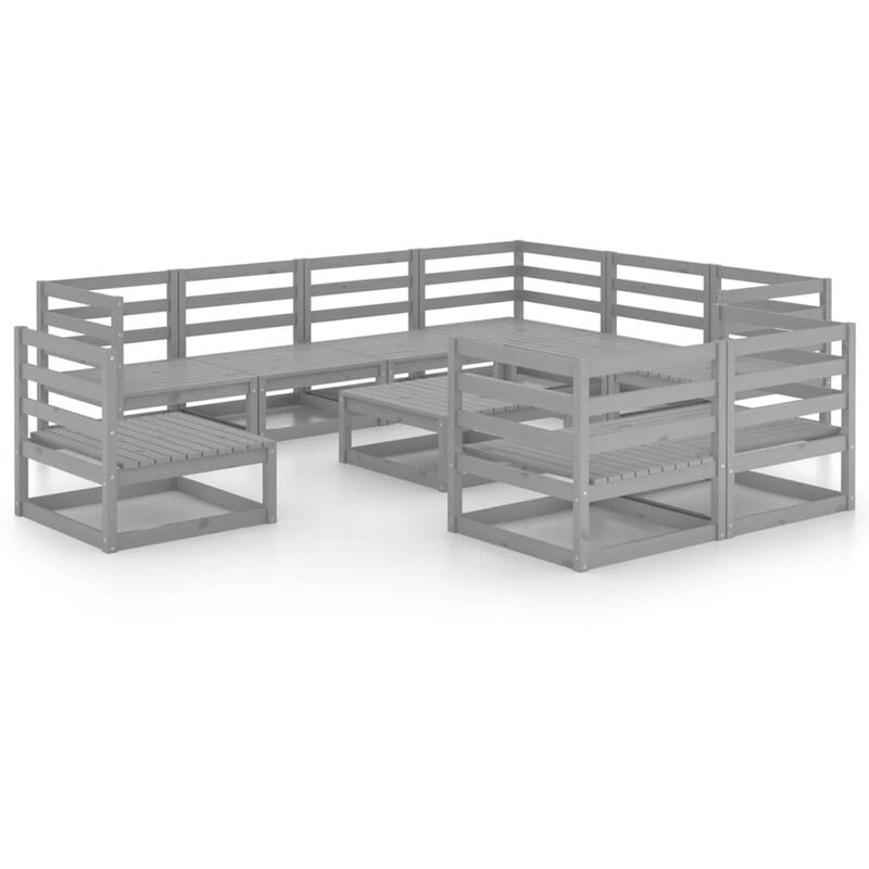 

Vidaxl - Muebles de jardín 10 piezas gris madera de pino maciza - Gris