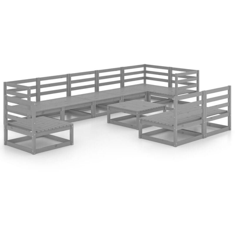 

Vidaxl - Muebles de jardín 10 piezas gris madera de pino maciza - Gris