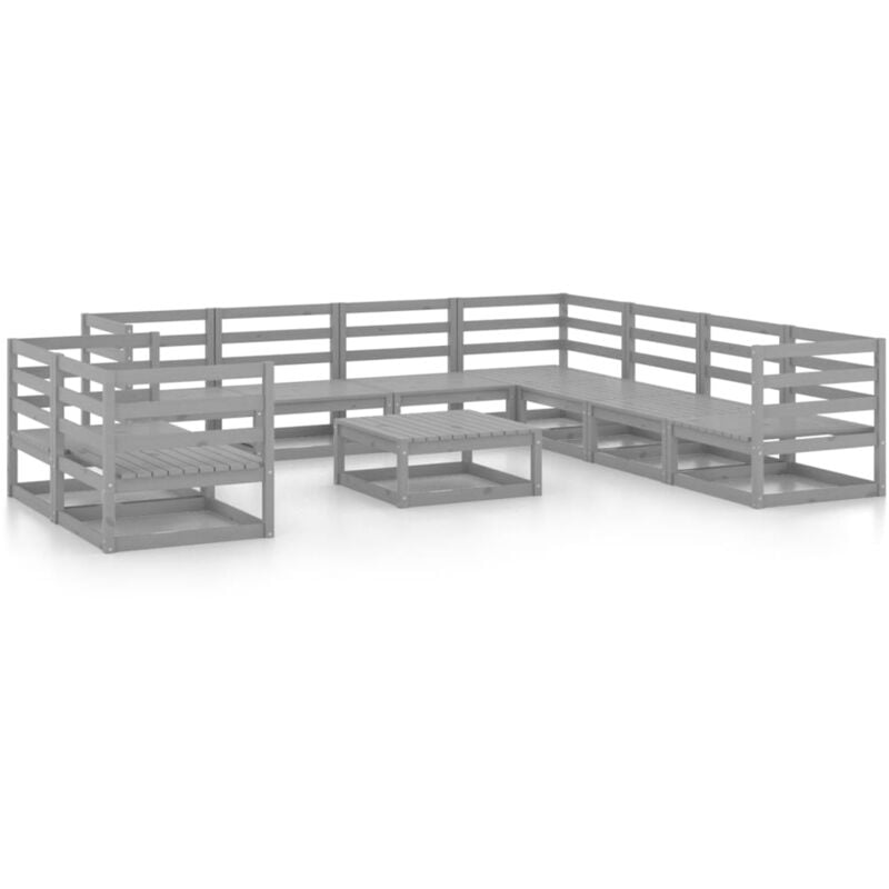 

Vidaxl - Muebles de jardín 10 piezas gris madera de pino maciza - Gris