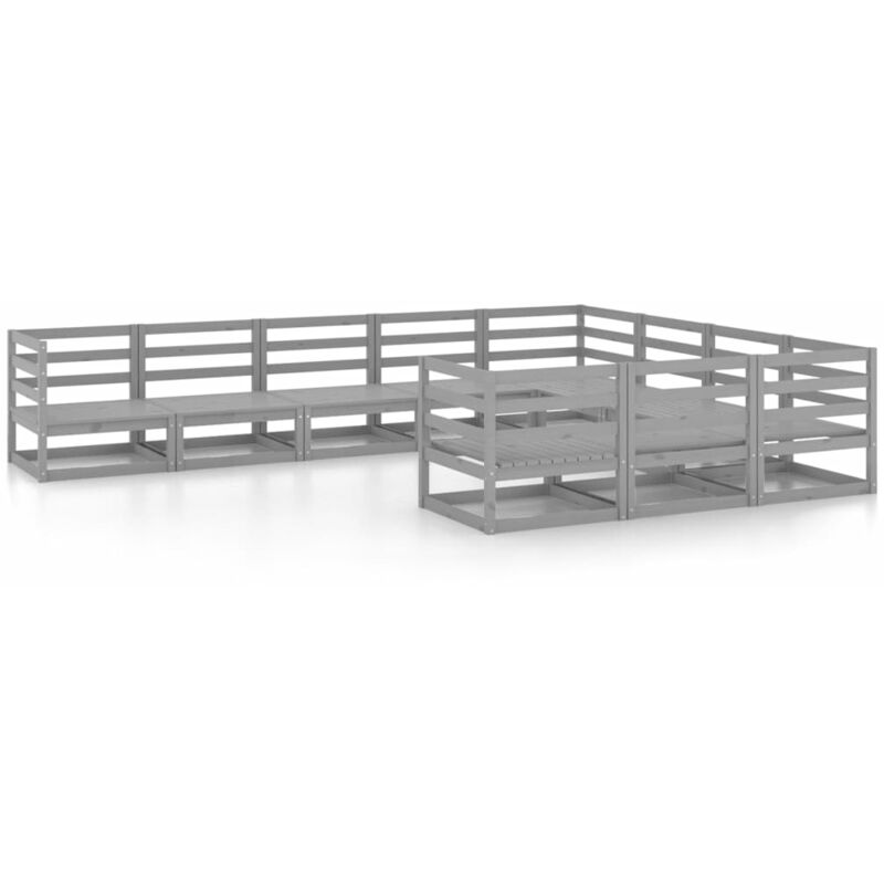 

vidaXL Muebles de jardín 10 piezas madera de pino maciza - Gris
