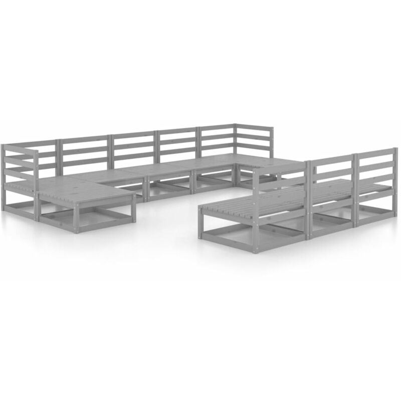 

Vidaxl - Muebles de jardín 10 piezas madera de pino maciza - Gris