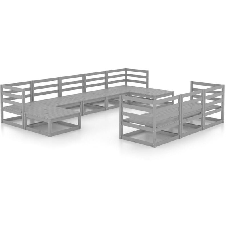 

Vidaxl - Muebles de jardín 10 piezas madera de pino maciza - Gris