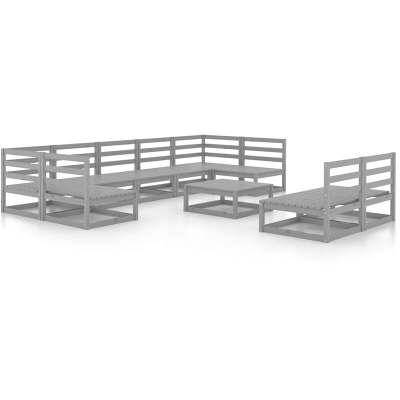 

Vidaxl - Muebles de jardín 10 piezas madera de pino maciza - Gris