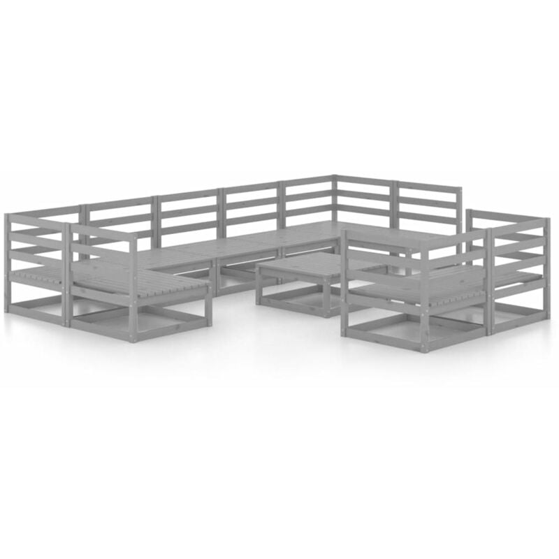 

Vidaxl - Muebles de jardín 10 piezas madera de pino maciza - Gris