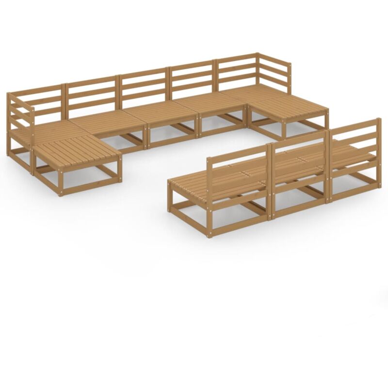 

Muebles de jardín 10 piezas madera maciza de pino - Marrón - Vidaxl