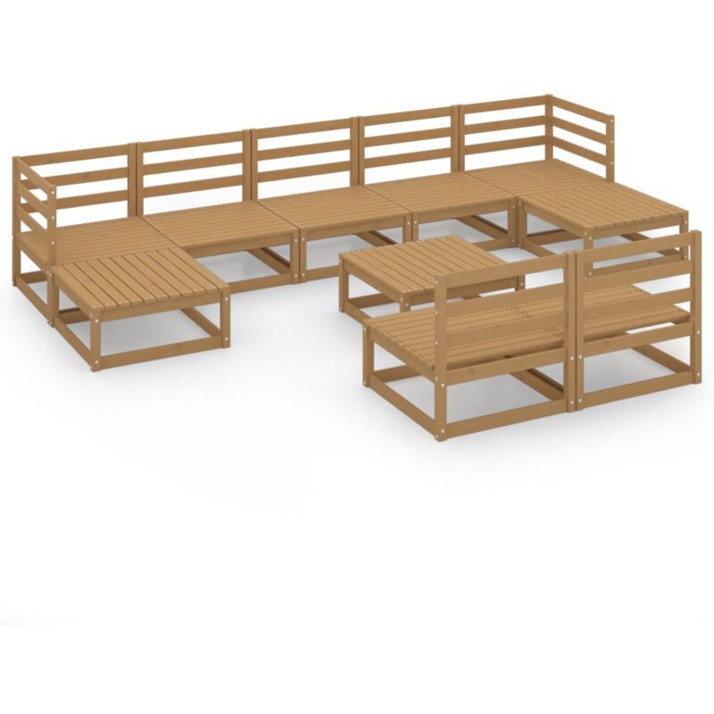 

vidaXL Muebles de jardín 10 piezas madera maciza de pino - Marrón
