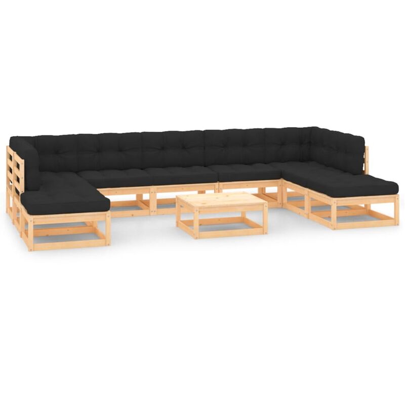 

Muebles de jardín 10 pzas con cojines antracita madera de pino - Marrón - Vidaxl