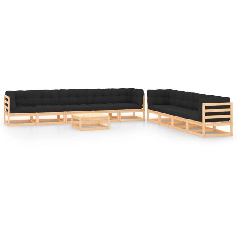 

Muebles de jardín 10 pzas con cojines antracita madera de pino - Marrón - Vidaxl