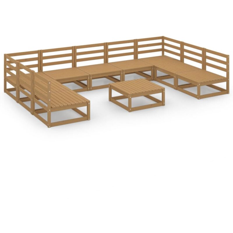 

Muebles de jardín 10 pzas y cojines madera maciza de pino - Marrón - Vidaxl