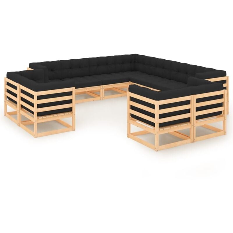 

Muebles de jardín 11 piezas cojines gris antracita madera pino - Marrón - Vidaxl