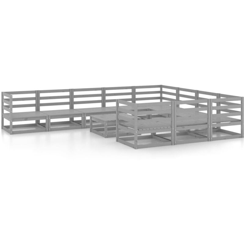 

Vidaxl - Muebles de jardín 11 piezas madera de pino maciza - Gris