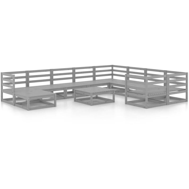 

Vidaxl - Muebles de jardín 11 piezas madera de pino maciza - Gris