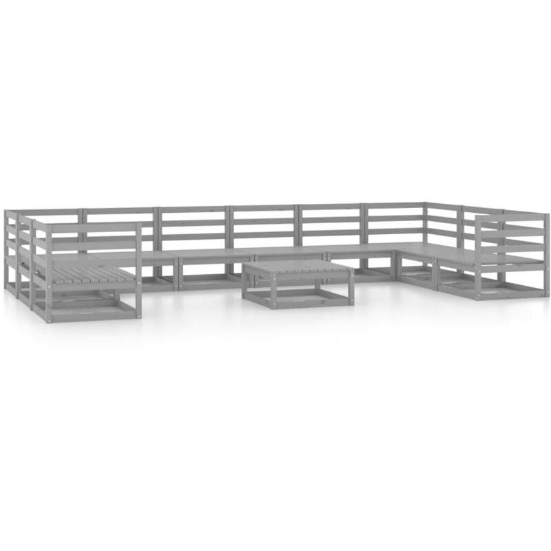 

Vidaxl - Muebles de jardín 11 piezas madera de pino maciza - Gris
