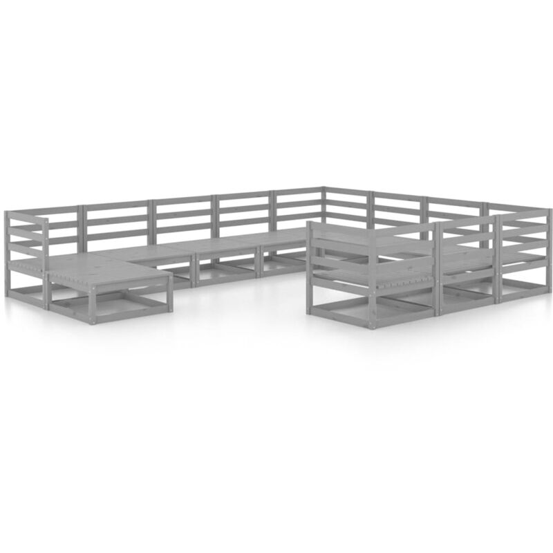 

Vidaxl - Muebles de jardín 11 piezas madera de pino maciza - Gris