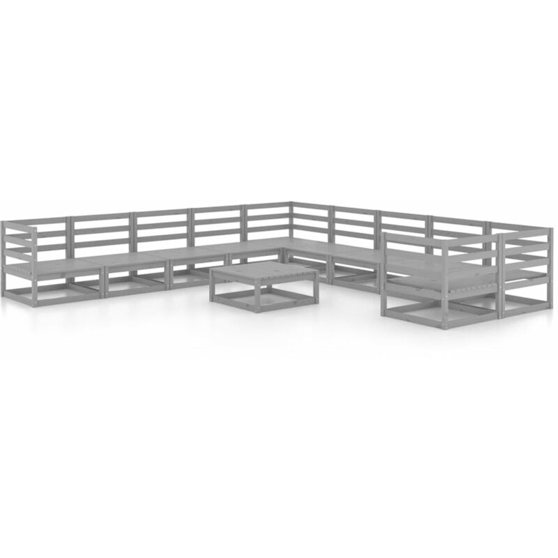 

Vidaxl - Muebles de jardín 11 piezas madera de pino maciza - Gris