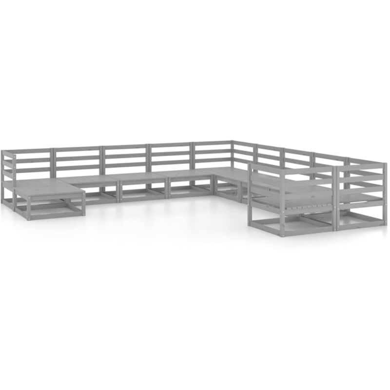 

Vidaxl - Muebles de jardín 11 piezas madera de pino maciza - Gris