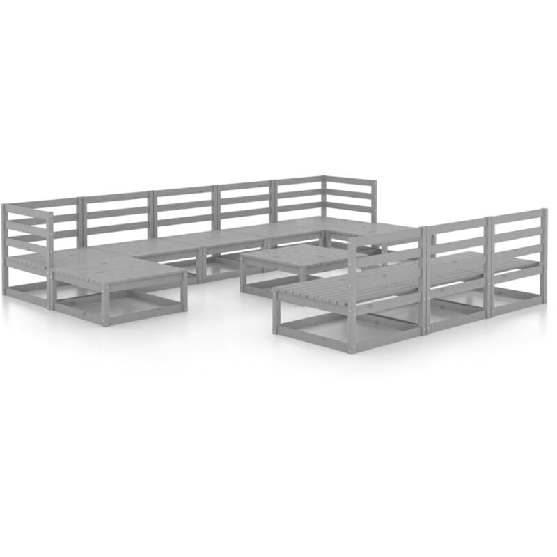 

Vidaxl - Muebles de jardín 11 piezas madera de pino maciza - Gris